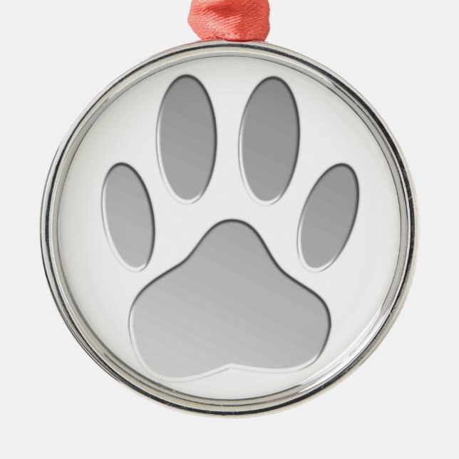 Metal-Look Dog Paw Print Metal Tree Decoration (Front)