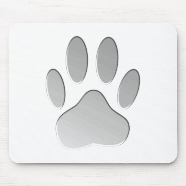 Metal-Look Dog Paw Print Mouse Mat (Front)