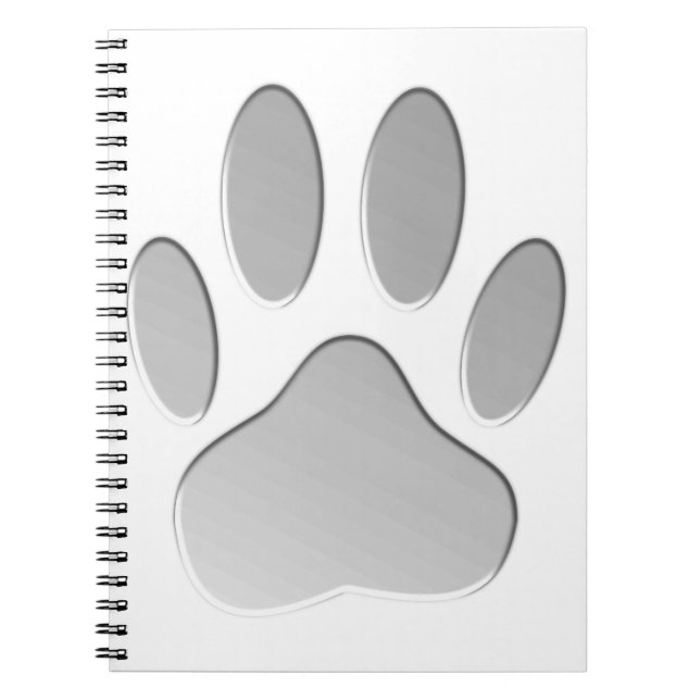 Metal-Look Dog Paw Print Notebook (Front)
