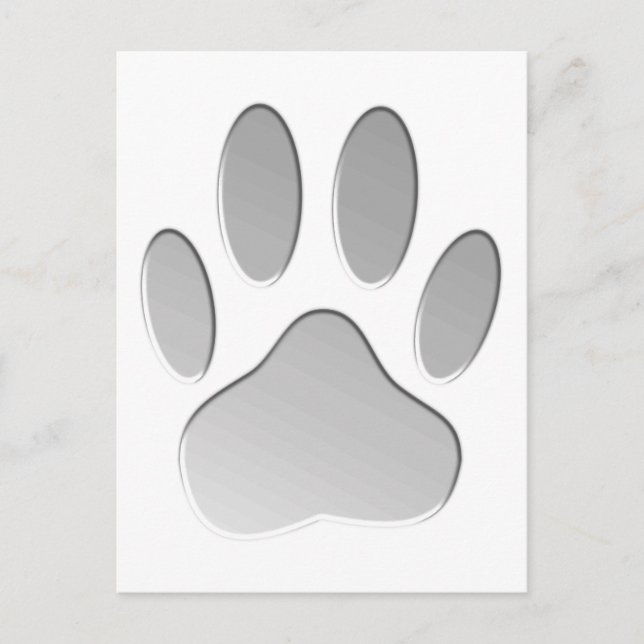 Metal-Look Dog Paw Print Postcard (Front)