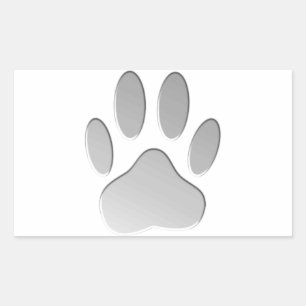 Metal-Look Dog Paw Print Rectangular Sticker