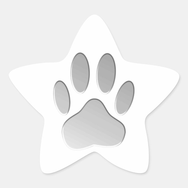 Metal-Look Dog Paw Print Star Sticker (Front)
