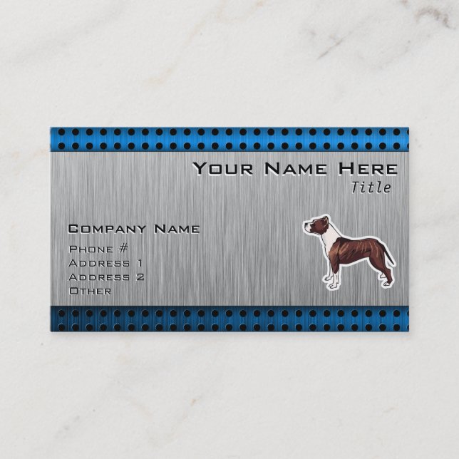 Metal look Pitbull Business Card (Front)