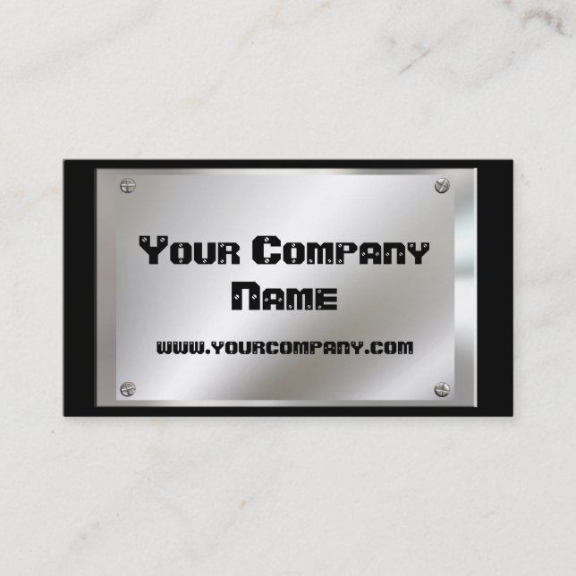 Metal Look Plate With Screws Business Cards (Front)