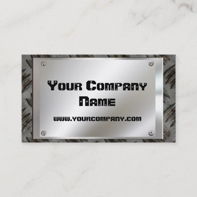 Metal Look Plate With Screws Business Cards (Front)
