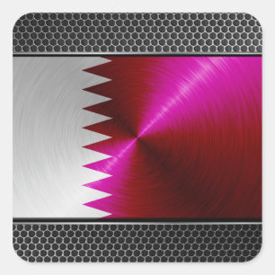 Metal-look Qatar Flag Square Sticker