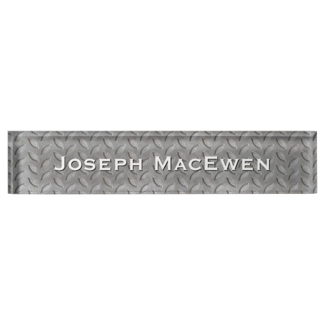 Metal Look Tread Plate Custom Desk Nameplate (Front)