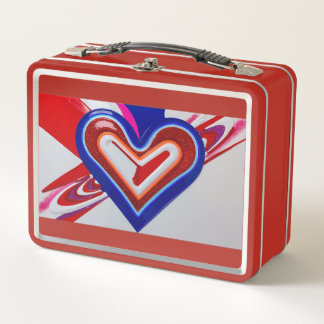 Metal Lunchbox. Cute Heart Design Lunch Box