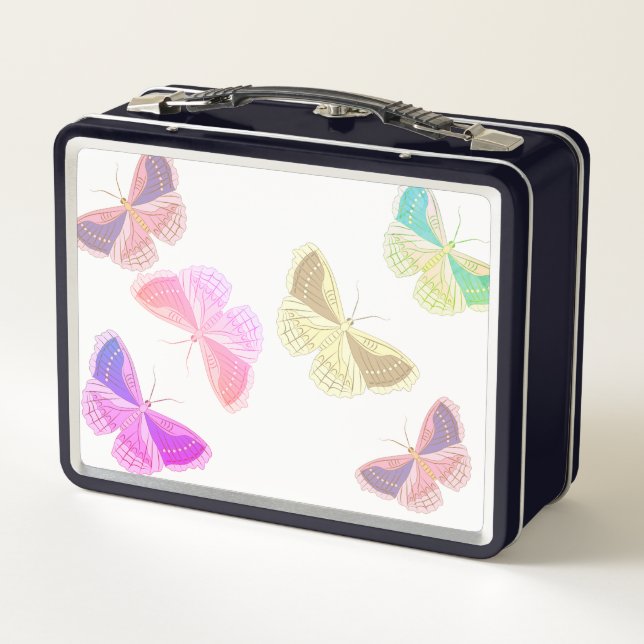 Metal Lunchbox with butterflies (Back)