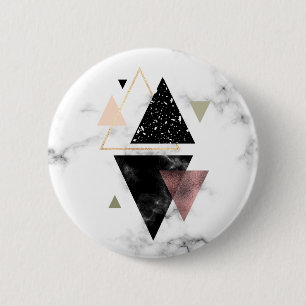 Metal Marble Geometric Design 6 Cm Round Badge