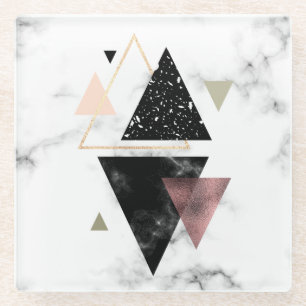 Metal Marble Geometric Design Glass Coaster