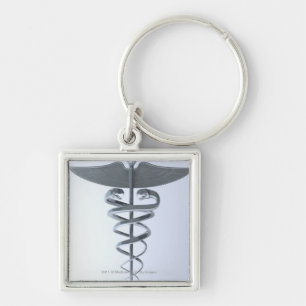 Metal medical caduceus key ring