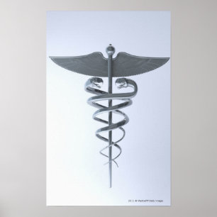 Metal medical caduceus poster