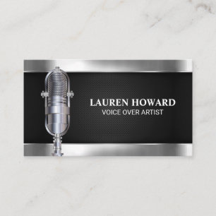 Metal Microphone   Black Mesh Business Card