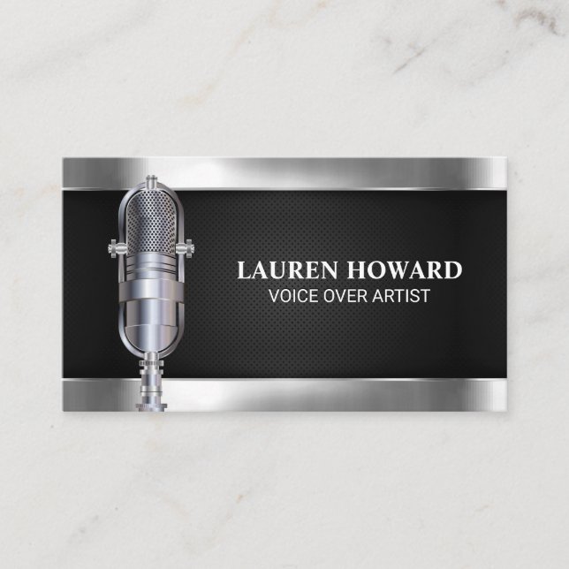 Metal Microphone | Black Mesh Business Card (Front)