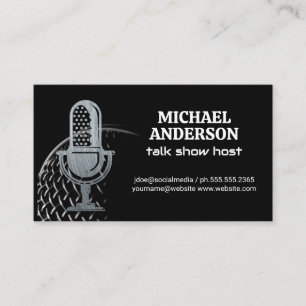Metal Microphone Logo   Podcast Host Business Card