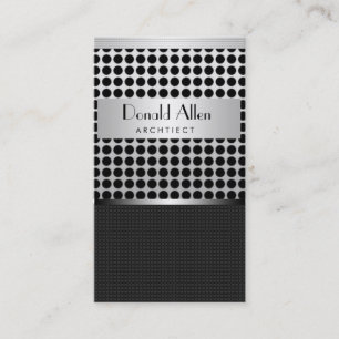 Metal Modern Elegant Black Architect Business Card