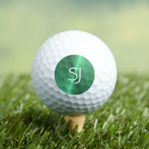 Metal monogram green shiny golf balls