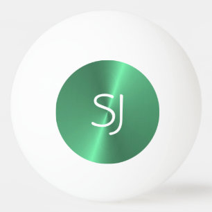 Metal monogram green shiny ping pong ball