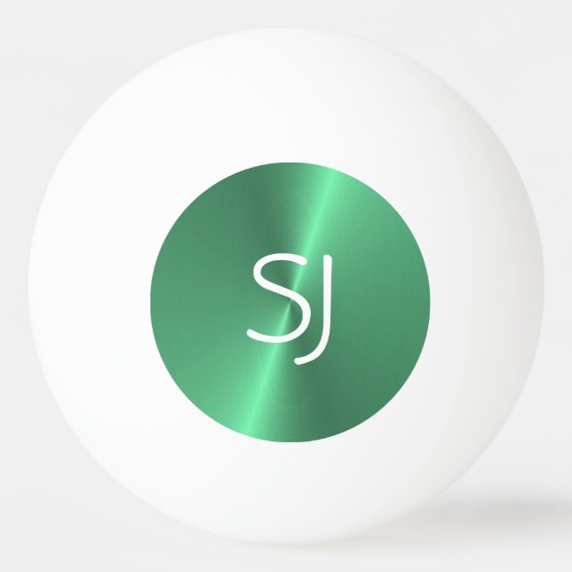 Metal monogram green shiny ping pong ball (Front)