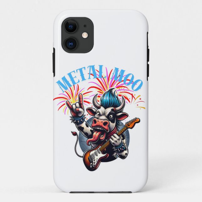     Metal Moo-d – Rockin' Cow with a Guitar Case-Mate iPhone Case (Back)