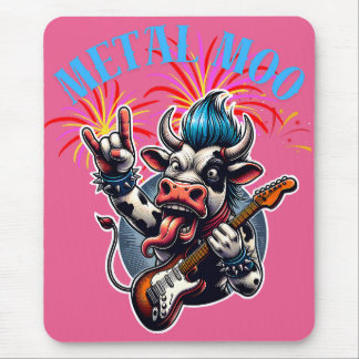    Metal Moo-d – Rockin' Cow with a Guitar Mouse Mat