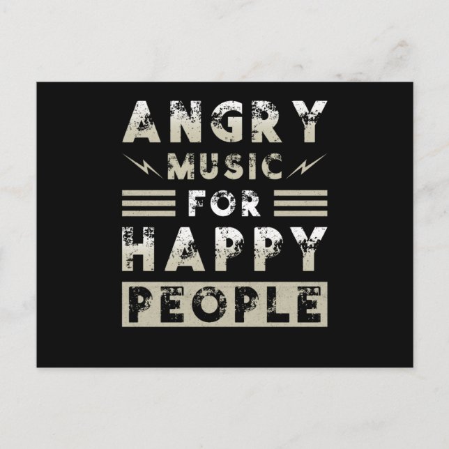 Metal Music Angry Music For Happy People Postcard (Front)