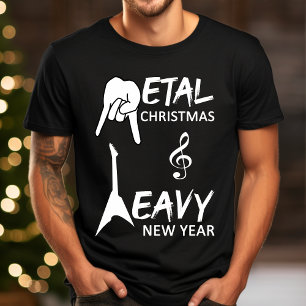 Metal Music Guitar Christmas Typography T-Shirt