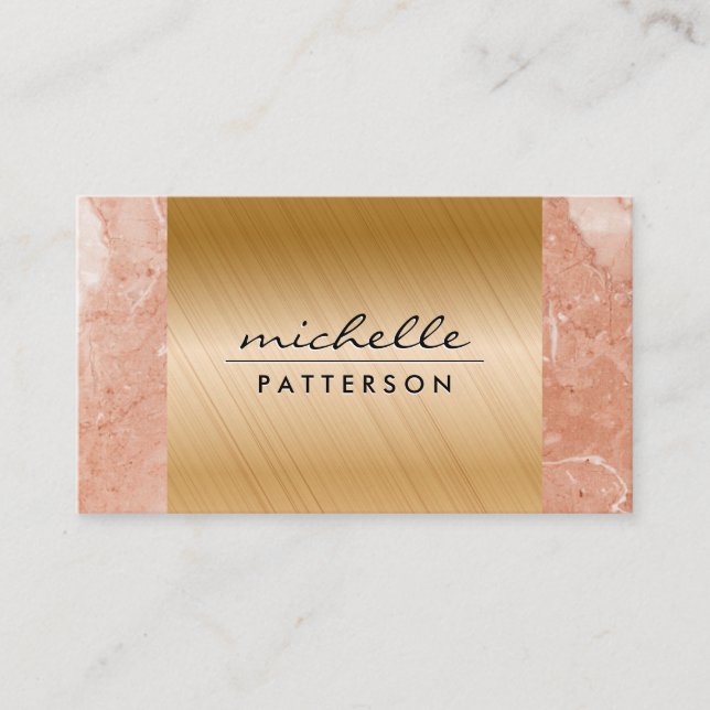 Metal | Orange Marble Trim Business Card (Front)