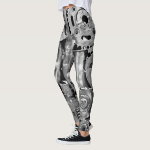Metal parts bionic woman legs leggings