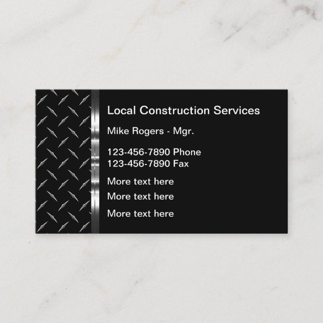 Metal Pattern Construction Business Cards (Front)