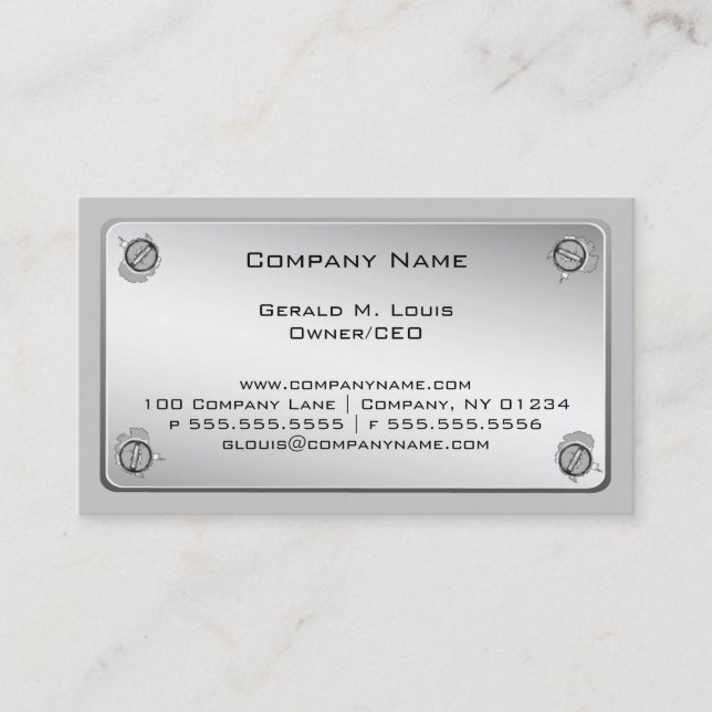 Metal Plate Construction Business Cards (Front)