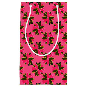 Metal Poinsettia Flowers-11-Pink-Gold-GIFT BAG S