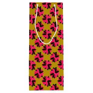 Metal Poinsettia Flowers-16-Pink-Red-WINE GIFT BAG