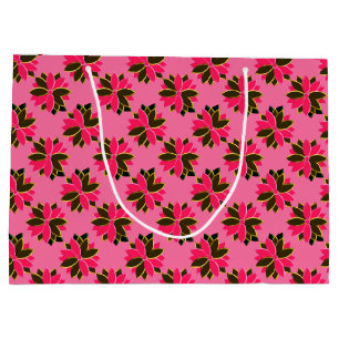 Metal Poinsettia Flowers-17-Pink-Gold-GIFT BAG L