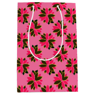 Metal Poinsettia Flowers-17-Pink-Gold-GIFT BAG M