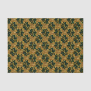 Metal Poinsettia Flowers-7-Green-Gold-TISSUE WRAP Tissue Paper