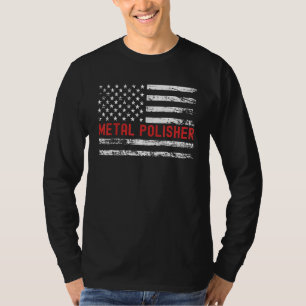 Metal Polisher USA Flag Profession Retro Job Title T-Shirt