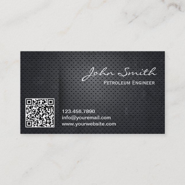 Metal QR Code Petroleum Engineer Business Card (Front)