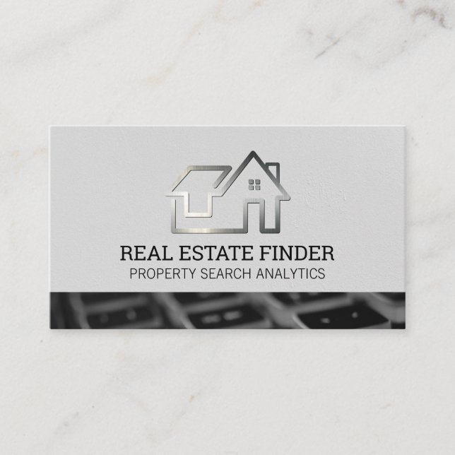 Metal Real Estate Logo | Keyboard Business Card (Front)