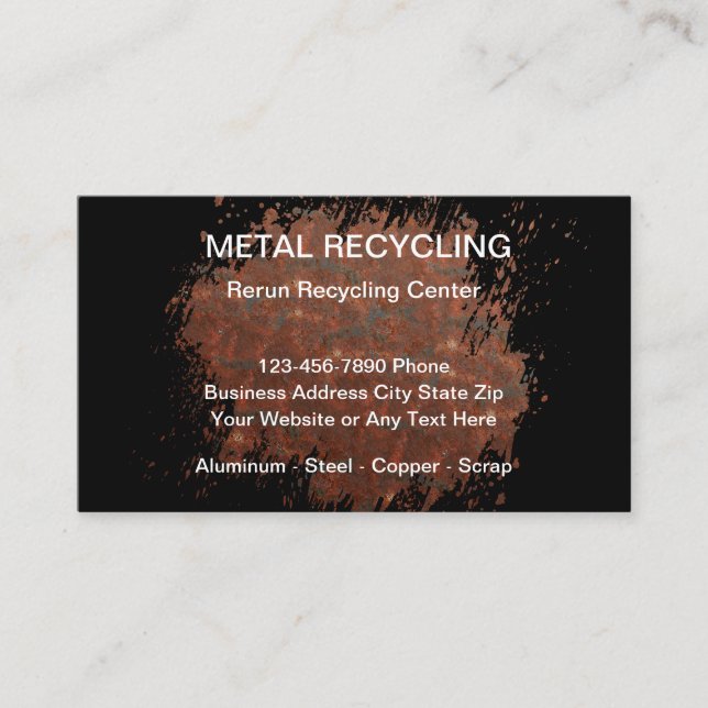 Metal Recycling And Scrap Yard  Business Card (Front)