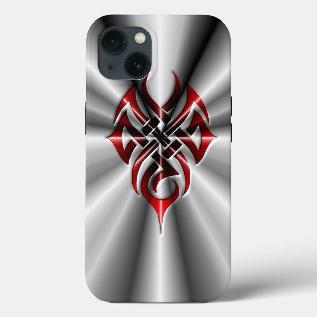 Metal: Red Tribal Steel Case-Mate iPhone Case (Back)