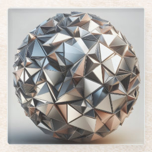 metal reflections design ball glass coaster