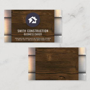 Metal Rivets   Wood   Home Hammer Logo Business Card