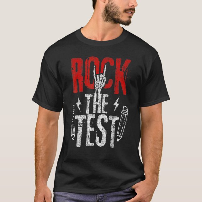 Metal Rock The Test Day  Hand Sign Exam Testing T-Shirt (Front)