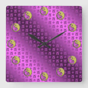 Metal Rooster Square Wall Clock