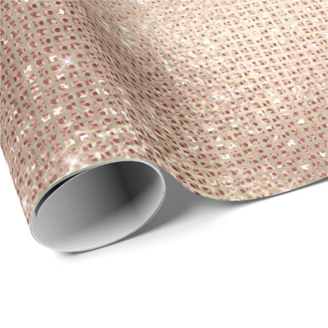 Metal Rose Blush Skinny Spark Champaigne Sepia VIP Wrapping Paper (Roll Corner)