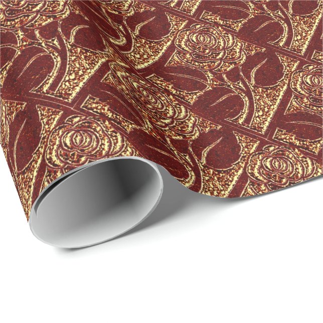 Metal Roses-04-Brick Red-Gift Wrapping Paper (Roll Corner)