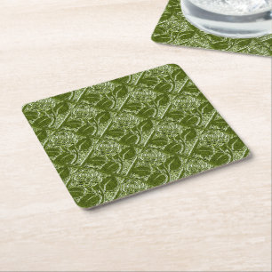 Metal Roses-12-Olive Green-Coaster Set Square Paper Coaster