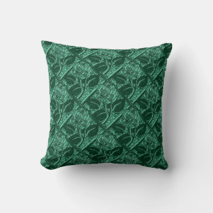 Metal Roses-19-Jade Green-Square Throw Pillow